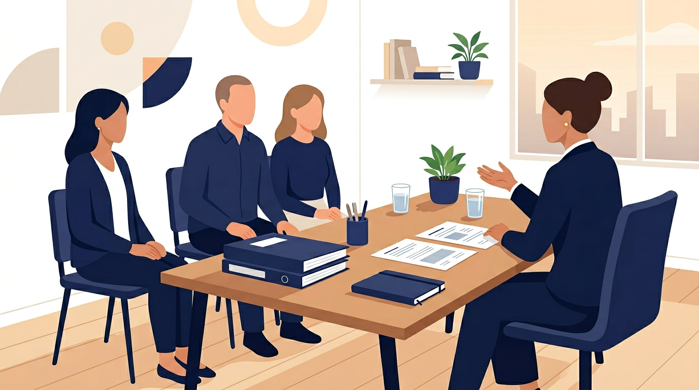 家族と書類の相談イメージ